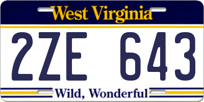 WV license plate 2ZE643
