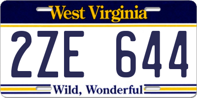 WV license plate 2ZE644