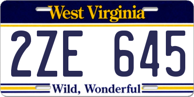 WV license plate 2ZE645