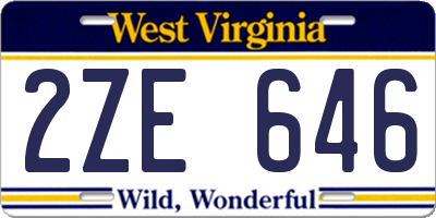 WV license plate 2ZE646