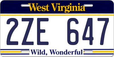 WV license plate 2ZE647