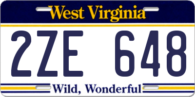 WV license plate 2ZE648