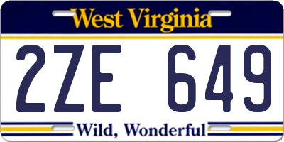 WV license plate 2ZE649