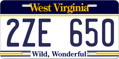 WV license plate 2ZE650