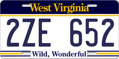 WV license plate 2ZE652