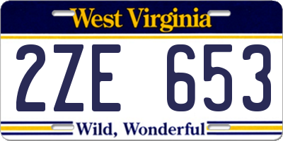 WV license plate 2ZE653