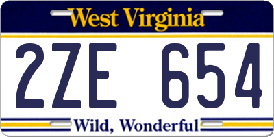 WV license plate 2ZE654