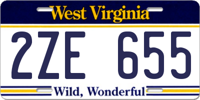 WV license plate 2ZE655