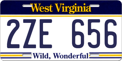 WV license plate 2ZE656