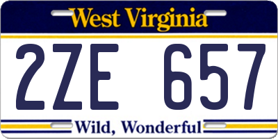 WV license plate 2ZE657