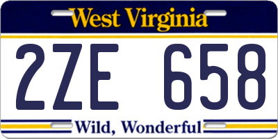 WV license plate 2ZE658