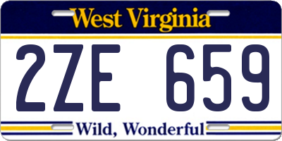WV license plate 2ZE659
