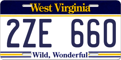 WV license plate 2ZE660