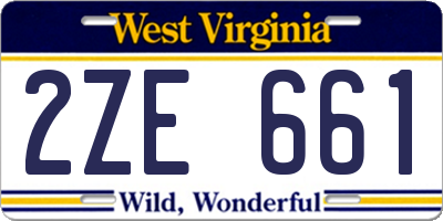 WV license plate 2ZE661
