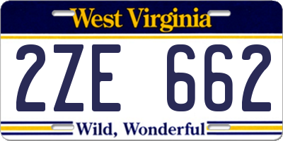 WV license plate 2ZE662