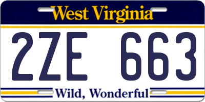 WV license plate 2ZE663