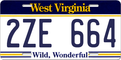 WV license plate 2ZE664