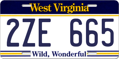 WV license plate 2ZE665