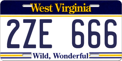 WV license plate 2ZE666