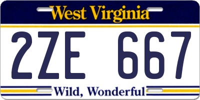 WV license plate 2ZE667