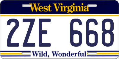 WV license plate 2ZE668