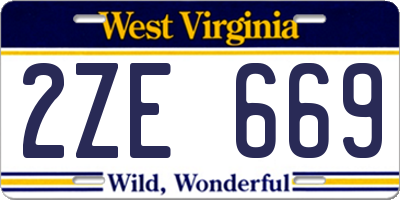 WV license plate 2ZE669