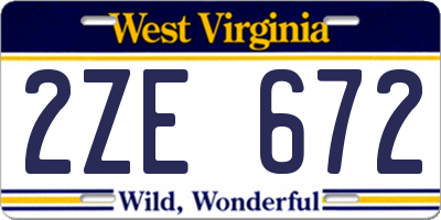 WV license plate 2ZE672