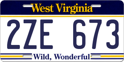 WV license plate 2ZE673