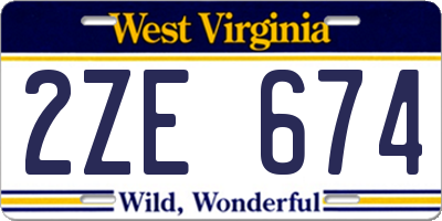 WV license plate 2ZE674