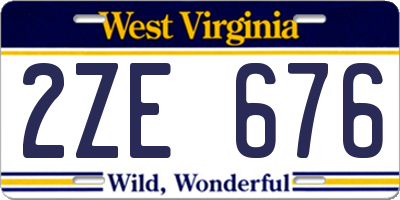 WV license plate 2ZE676