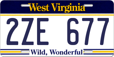 WV license plate 2ZE677