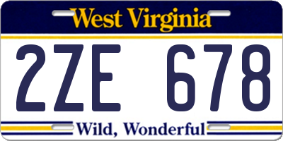 WV license plate 2ZE678
