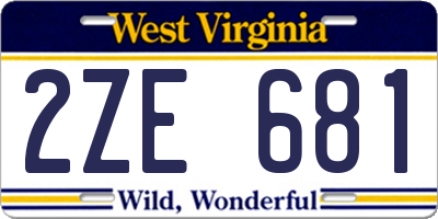 WV license plate 2ZE681