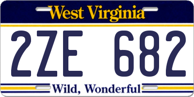 WV license plate 2ZE682