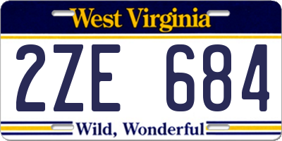 WV license plate 2ZE684