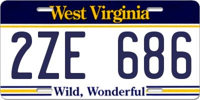 WV license plate 2ZE686