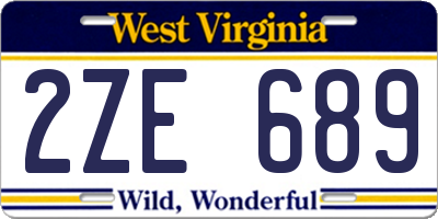 WV license plate 2ZE689