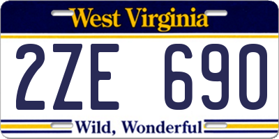 WV license plate 2ZE690