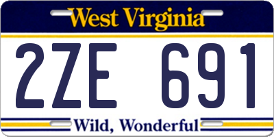 WV license plate 2ZE691