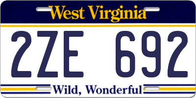 WV license plate 2ZE692