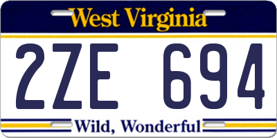 WV license plate 2ZE694