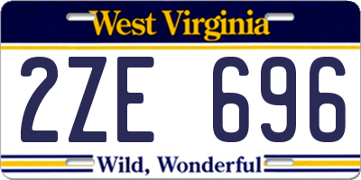 WV license plate 2ZE696