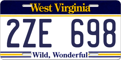 WV license plate 2ZE698