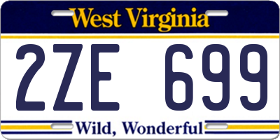 WV license plate 2ZE699