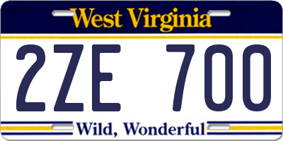 WV license plate 2ZE700