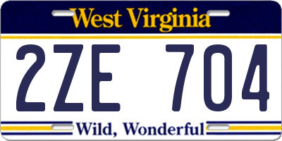 WV license plate 2ZE704