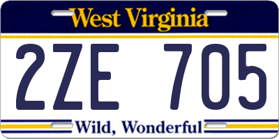 WV license plate 2ZE705