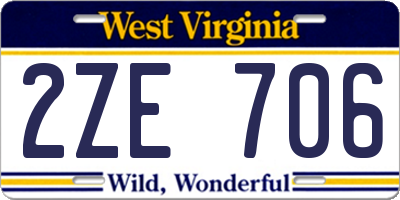 WV license plate 2ZE706