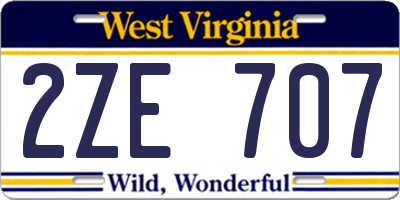 WV license plate 2ZE707