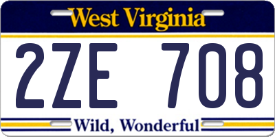 WV license plate 2ZE708